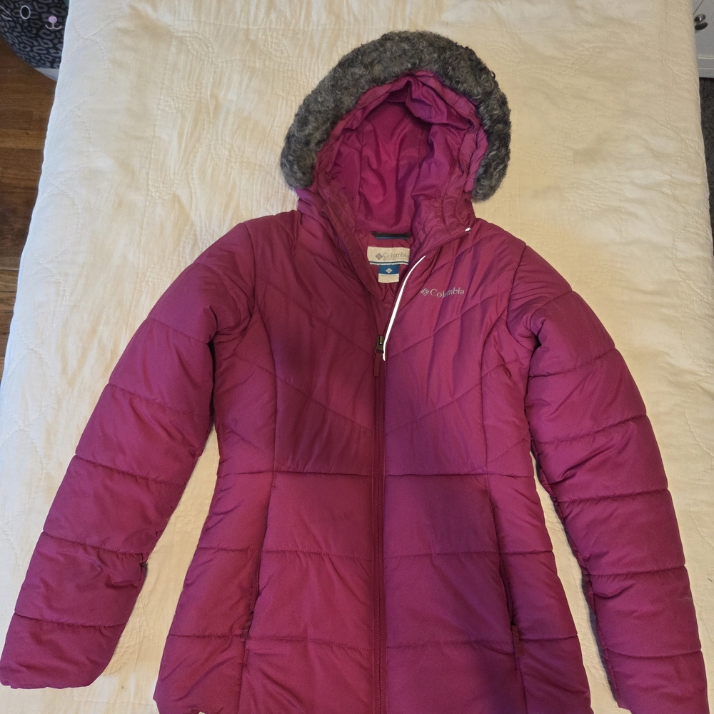 Columbia Pink Hooded Puffer Jacket